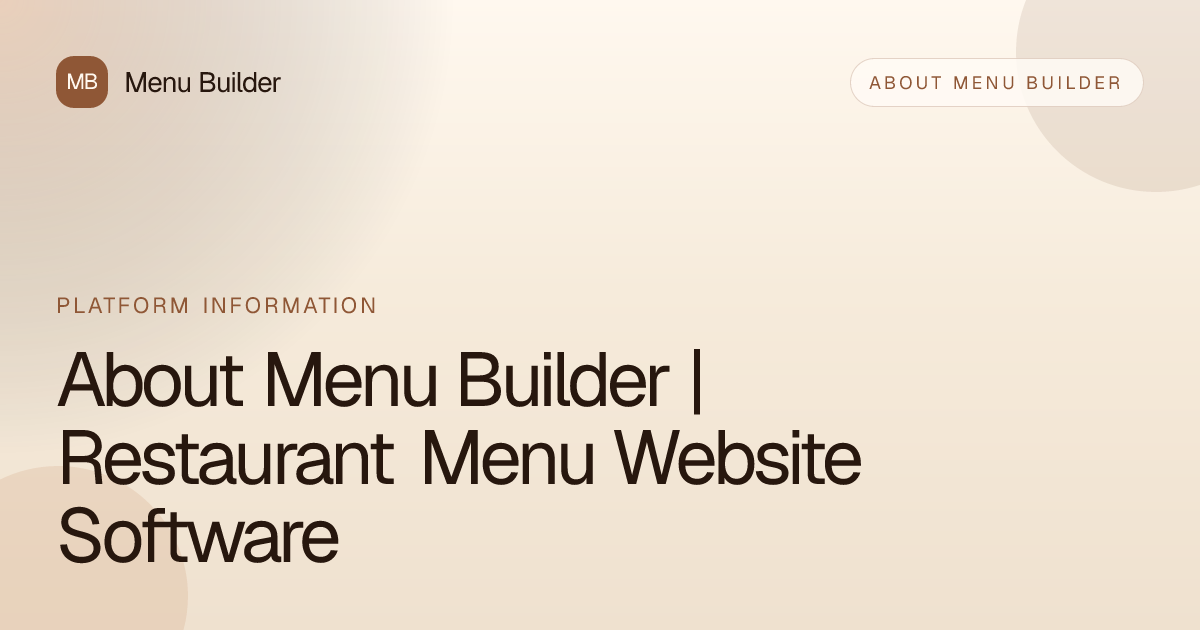 About Menu Builder | Restaurant Menu Website Software