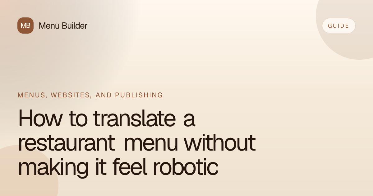 Restaurant menu translation guide for multilingual websites