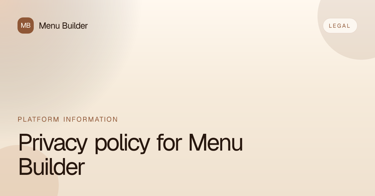 Privacy policy for Menu Builder