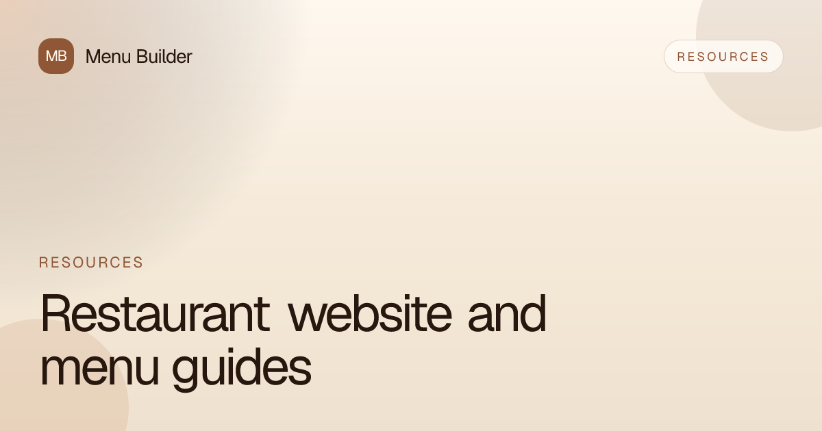Restaurant website and menu guides